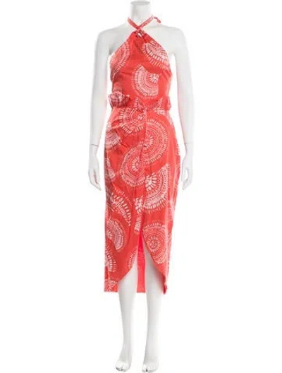 Pre-owned Andres Otalora Paisley Print Long Dress In Orange