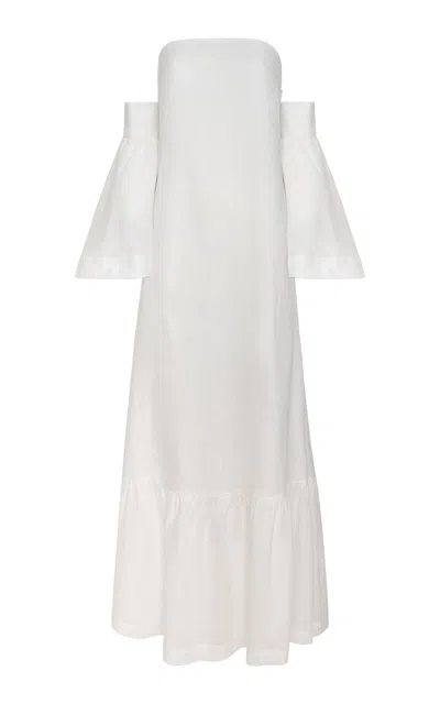 Andres Otalora Palacio Convertible Linen Maxi Dress In Off-white