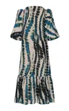 Andres Otalora Palacio Convertible Linen Maxi Dress In Turquoise