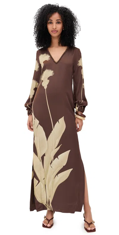 Andres Otalora Palmas Dress Mocha Dandelion In Brown