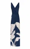 Andres Otalora Paradiso Floral Jersey Maxi Dress In Blue