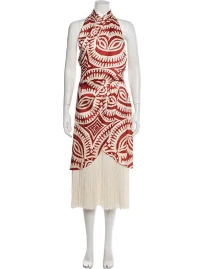 Pre-owned Andres Otalora Patterned Midi Length Dress In Neutrals