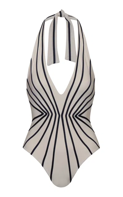 Andres Otalora Pausando Halter One-piece Swimsuit In Gray