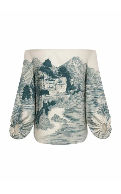 Andres Otalora Pequeña Eternidad Off-the-shoulder Top In Blue
