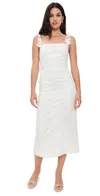 Andres Otalora Petalos Embroidered Linen Midi Dress In White