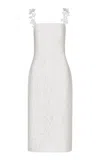 Andres Otalora Petalos Embroidered Linen Midi Dress In Off-white
