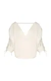 Andres Otalora Piropos Drawstring-detailed Linen Top In Off-white