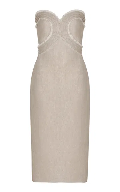 Andres Otalora Playa De Ti Strapless Linen Midi Dress