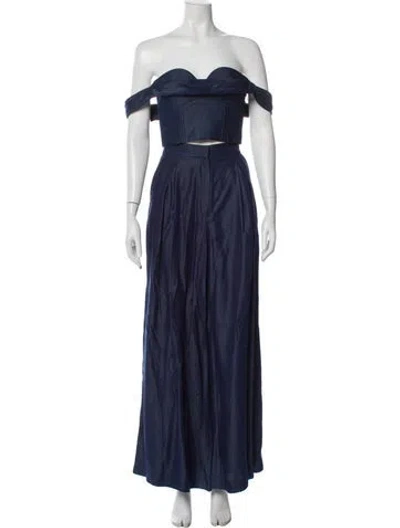 Pre-owned Andres Otalora Pleated Accents Pant Set W/ Tags In Blue
