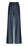 Andres Otalora Plenitud Pleated Tencel Wide-leg Pants In Dark Wash
