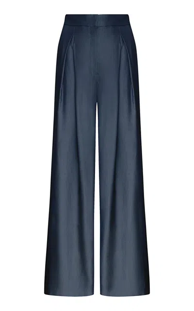 Andres Otalora Plenitud Pleated Tencel Wide-leg Pants In Dark Wash