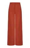 Andres Otalora Poesia High Rise Linen Wide-leg Pants In Orange