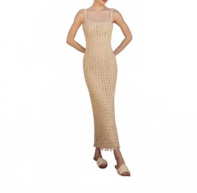 Andres Otalora Poesia Quieta Hand Knit Macrame Maxi Dress In Oatmeal In Neutral