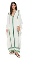 Andres Otalora Poetica Natural Caftan Off White With Green Accents In White