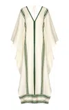 Andres Otalora Poetica Natural Linen Maxi Caftan Dress In Off-white