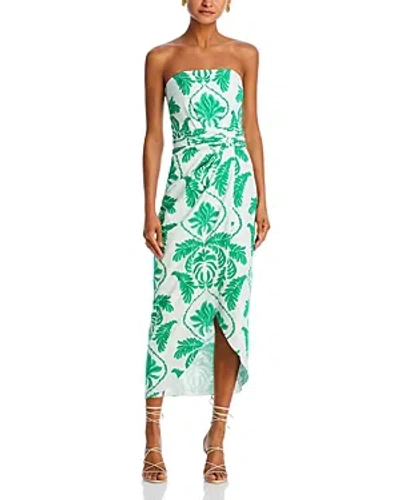 Andres Otalora Poplin Strapless Midi Dress In Green