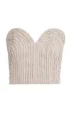 Andres Otalora Prateek Hand-embroidered Linen Corset Top In Tan