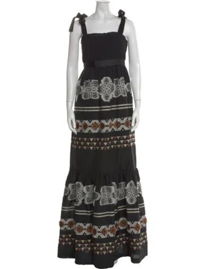 Pre-owned Andres Otalora Printed Long Dress In Black