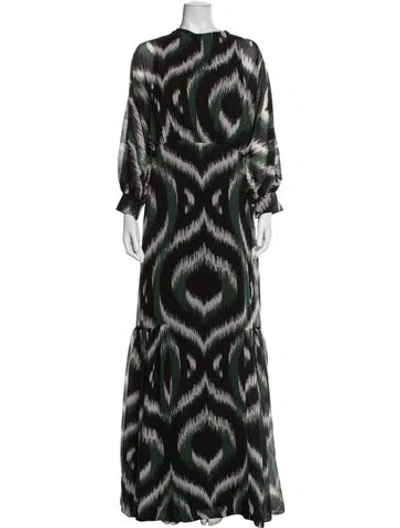 Pre-owned Andres Otalora Printed Long Dress In Black