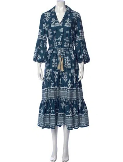 Pre-owned Andres Otalora Printed Long Dress In Blue