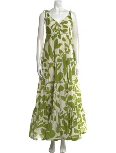 Pre-owned Andres Otalora Printed Long Dress In Green