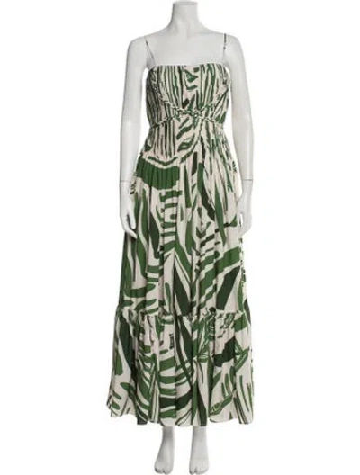 Pre-owned Andres Otalora Printed Long Dress In Green