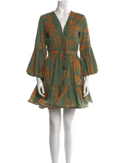 Pre-owned Andres Otalora Printed Long Dress In Green