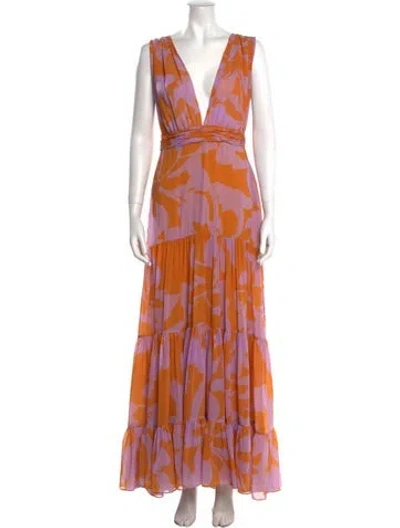 Pre-owned Andres Otalora Printed Long Dress In Multi