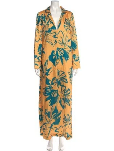 Pre-owned Andres Otalora Printed Long Dress In Multi