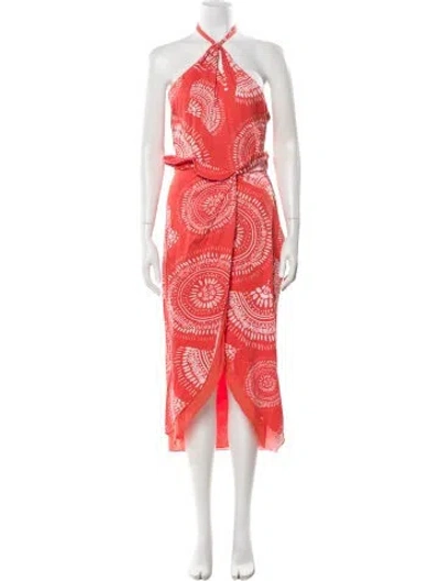 Pre-owned Andres Otalora Printed Long Dress In Orange