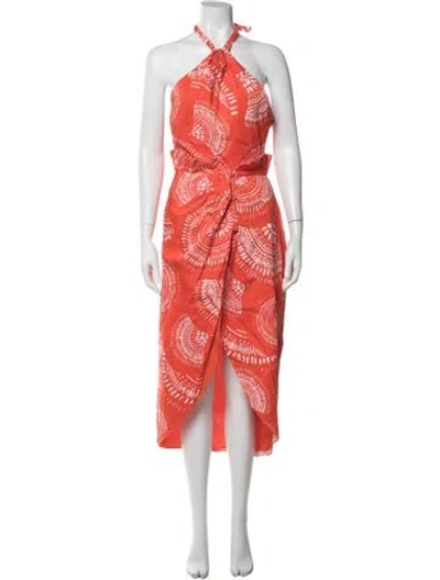 Pre-owned Andres Otalora Printed Long Dress In Orange