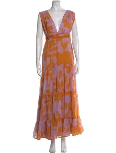 Pre-owned Andres Otalora Printed Long Dress In Pink