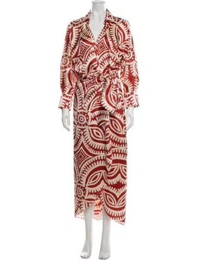 Pre-owned Andres Otalora Printed Long Dress In Red