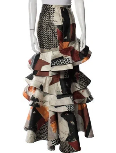 Pre-owned Andres Otalora Printed Long Skirt In Neutrals