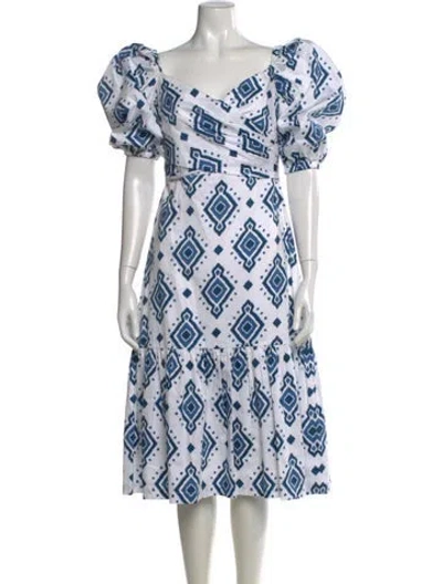 Pre-owned Andres Otalora Printed Midi Length Dress In Blue