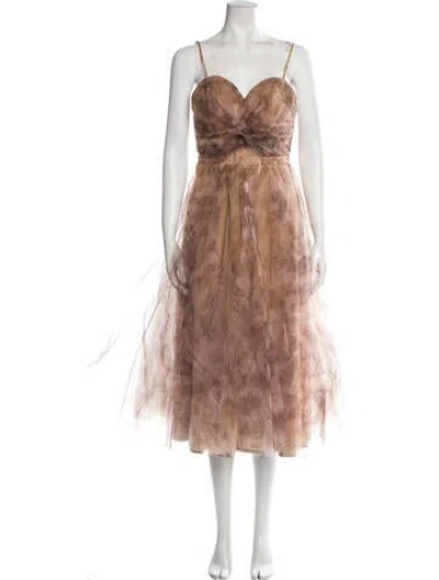 Pre-owned Andres Otalora Printed Midi Length Dress In Neutral