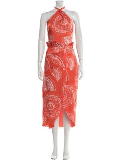Pre-owned Andres Otalora Printed Midi Length Dress In Orange