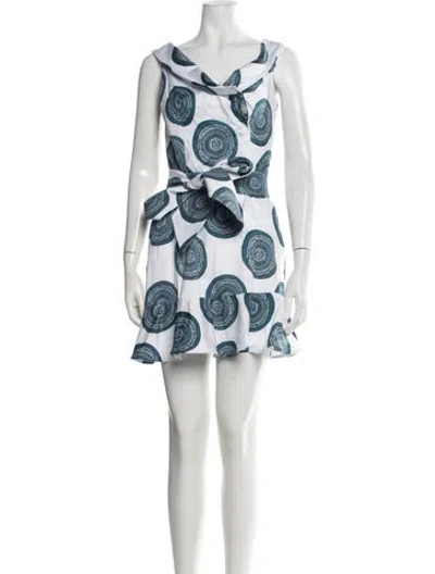 Pre-owned Andres Otalora Printed Mini Dress W/ Tags In Blue/white