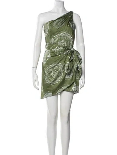 Pre-owned Andres Otalora Printed Mini Dress W/ Tags In Green
