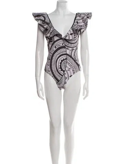 Pre-owned Andres Otalora Printed One-piece In White