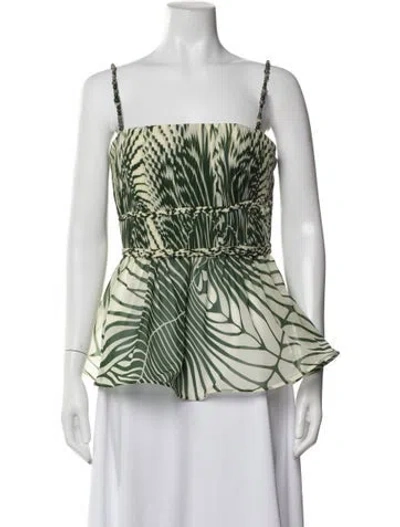 Pre-owned Andres Otalora Printed Square Neckline Top W/ Tags In Green