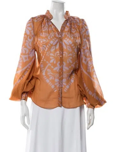 Pre-owned Andres Otalora Printed V-neck Blouse In Orange