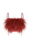 Andres Otalora Prisma Etereo Feathered Top In Red