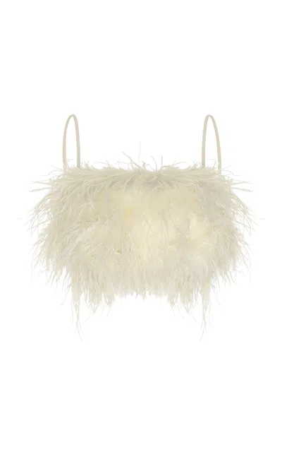 Andres Otalora Prisma Etereo Feathered Top In Ivory