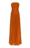 Andres Otalora Puente De Sol Pleated Silk Chiffon Gown In Orange