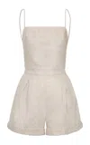 Andres Otalora Puertos Lejanos Embellished Linen Jumpsuit In Neutral