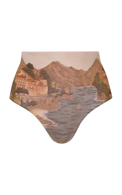 Andres Otalora Pura Calma High-waisted Bikini Bottom In Brown
