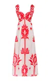 Andres Otalora Pyaar Printed Cotton Poplin Maxi Dress In Ivory