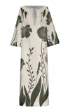 Andres Otalora Que Energia Floral Linen Tunic In Green