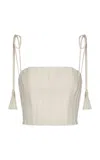 Andres Otalora Quedate Embroidered Linen Top